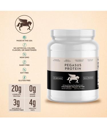 Buy Premium Strawberry Peanut Butter Protein Powder - 20g All-Natural Plant-Based Protein 4 Ingredients No Stevia 20 Servings - International Shipping Available - Buy Online on GoSupps.com