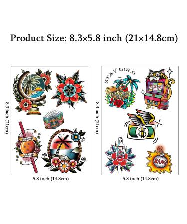CARGEN Old School Temporary Tattoo - Cool Classic Stickers for Men & Women | American Traditional Design - Ideal for Parties - Buy Online on GoSupps.com