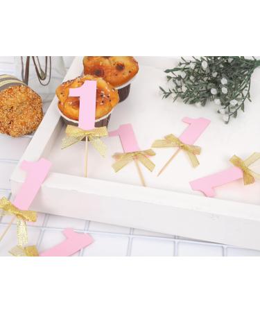 One Pink Cupcake Toppers - Girl 1st Birthday Party Decor Pink Number 1 Bow Cupcake Toppers Baby Shower Anniversary Party Supplies Girls First Birthday Pink Cupcake Topper (One Cupcake Toppers) - Buy Online on GoSupps.com
