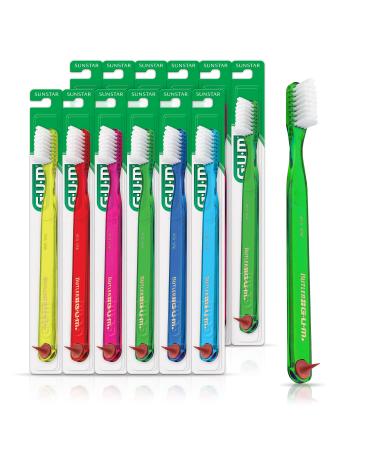 GUM 409 Classic Toothbrush with Rubber Tip Compact Head Soft Bristles Bulk Samples 1 Count(Pack of 12)