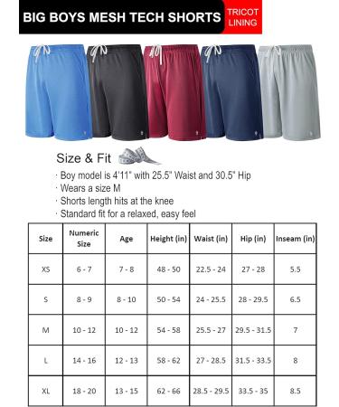 5 Pack Boys Athletic Shorts - Youth Basketball Apparel Set with Pockets - Large Size - Buy Online on GoSupps.com
