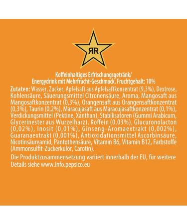 Rockstar Energy Drink Tropical Orange Passion Fruit - Caffeinated Soft Drink (12 x 500ml) | Boost Your Energy - International Shipping Available - Buy Online on GoSupps.com