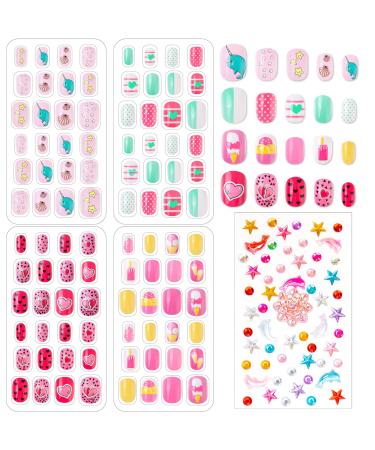 96 pieces of nails to stick on for children self -adhesive artificial fingernails set false artificial nails with self -adhesive street stones for girls little hands women - Buy Online on GoSupps.com