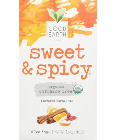 Organic Sweet & Spicy Herbal Caffeine Free Good Earth Teas 18 Tea Bag