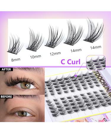 Buy Wispy Lash Clusters - 200pcs Self Adhesive Eyelash Strips for DIY C Curl Extensions | TOOCHUNAG 21F-Cat Eye - Buy Online on GoSupps.com