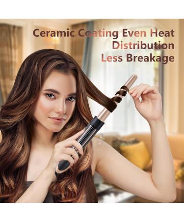 5-in-1 Interchangeable Curling Iron Set | Instant Heat-Up Ceramic Wands | Beach Waver for Short & Long Hair | Gold - International Shipping Available - Buy Online on GoSupps.com