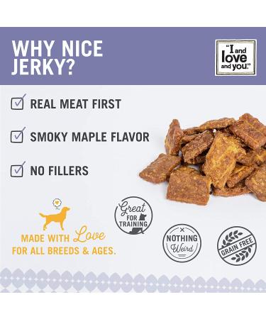 I and Love and You Nice Jerky Bites - Grain-Free Dog Treats for All Dogs (4oz) - Chicken & Duck Flavors - Buy Online on GoSupps.com