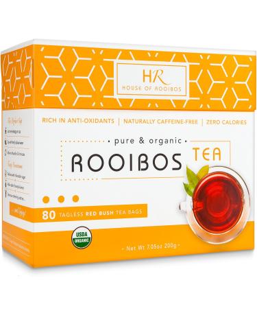 Rooibos Tea Organic Herbal Tea - 80 Bags of Caffeine Free Healthy Red Tea from the HOUSE OF ROOIBOS