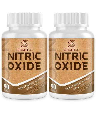 Nitric Oxide Supplement, Nitric Oxide Booster & 6-in-1 Phytonutrient Blend for Heart, Flow, Immune - 90 Capsules (2 Bottle) 90 Count (Pack of 2)