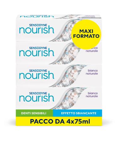 Sensodyne Nourish Whitening Toothpaste for sensitive teeth power and active nutrition daily dental hygiene 4 x 75 ml