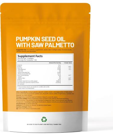 VivoNu Pumpkin Seed Oil with Saw Palmetto Capsules | Cold Pressed Pure Virgin Oil Essential Fatty Acids & Phytosterols | 300 SoftgelsSupports Hair Urinary Bladder & Prostate Health | Non-GMO - Buy Online on GoSupps.com
