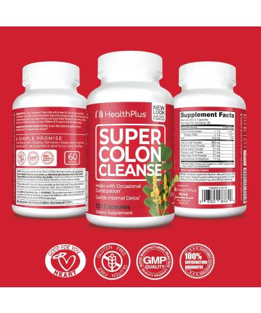 Health Plus Super Colon Cleanse - 120 Capsules | Natural Detox & Digestive Support - Buy Online on GoSupps.com