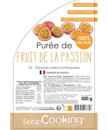 ScrapCooking 4763 Passion Fruit Pur e 500 g Fruit Pur e for Pastry Macaroons Mousses Jellies Cakes Ganaches Toppings Coulis Ice Cream Cocktails - Buy Online on GoSupps.com