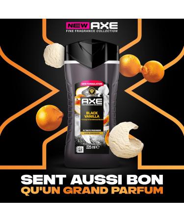 AXE - Gel Douche - Collection Prestige - Black Vanilla - 12h de fra cheur - Parfum frais et gourmand de vanille orange et bois de santal - Agents hydratants 100% d origine v g tale - 225ml 225 ml (Lot de 1) AXE Collection Parfum Prestige SG Black Vanilla  - Buy Online on GoSupps.com