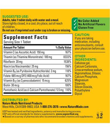 Nature Made Super B Complex with Vitamin C and Folic Acid - 60 Tablets for Cellular Energy Support - Buy Online on GoSupps.com