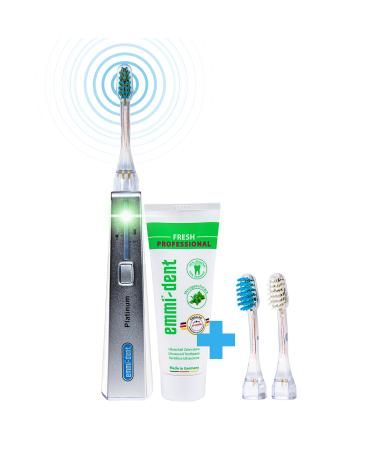 Emmi-dent Ultrasound Platinum Starter Set - Nature Fresh for Sensitive Teeth and Gums. Cleans with 100% Ultrasound Technology. No Abrasion, No Brushing, No Damage, Pain Free. Gentle Vibration - Nature Fresh