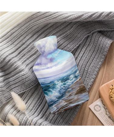 Seashore Hot Water Bottle with Plush Cover - Hand Warmer for Adults & Children 26.5x15.3cm - International Shipping Available - Buy Online on GoSupps.com