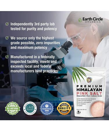 Earth Circle Organics Premium Himalayan Pink Fine Grain Salt - Pure Culinary Grade, Kosher, Nutrient and Mineral Dense - 1 Pound - Buy Online on GoSupps.com