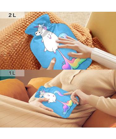 Unicorn BAP Free Hot Water Bottle with Cover - 2L Large Hot Water Bag for Pain Relief & Cold Compress - International Shipping - Buy Online on GoSupps.com
