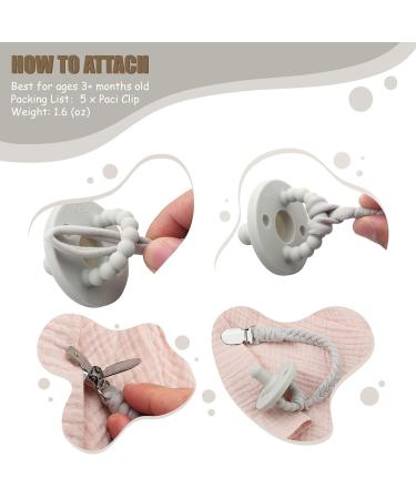 Pacifier Clip Set - Handmade Braided Binky Holder Leash for Boys and Girls - Fits All Pacifiers - Modern Unisex Baby Gift - 5 Pack - Buy Online on GoSupps.com