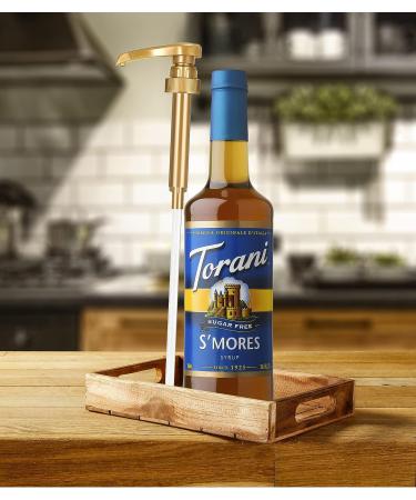 Torani Sugar Free S'mores Syrup 750ml Glass Bottle with Little Squirt Pump - 25.4 oz - Buy Online on GoSupps.com