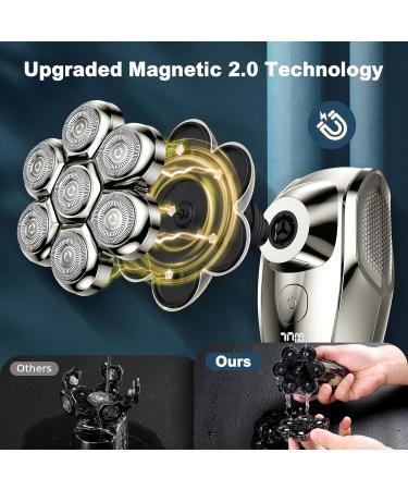 Buy 7D Head Shavers for Bald Men | 5 in 1 Waterproof Electric Razor & Grooming Kit - LED Display Type-C Charge - Buy Online on GoSupps.com