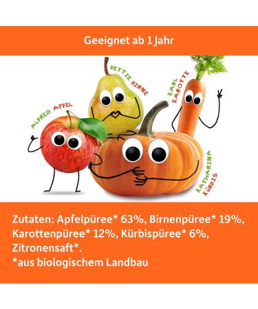 Cheeky Friends Bio Quetschie - Vegan & Gluten-Free Apple Pear Carrot & Pumpkin Squeeze Pouches for Babies & Children (12x100g) - 2x6 Pack - Buy Online on GoSupps.com