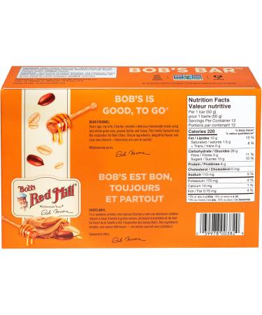 Bob's Red Mill Gluten Dairy and Egg Free Oat Bar Peanut Butter & Honey (pack contains 12 units of 50g each) - Buy Online on GoSupps.com