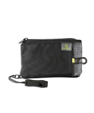 FlipBelt Ultra Wallet  Zippered Running Wallet with Safety Whistle, Exercise Wallet, Black Heather, USA Company