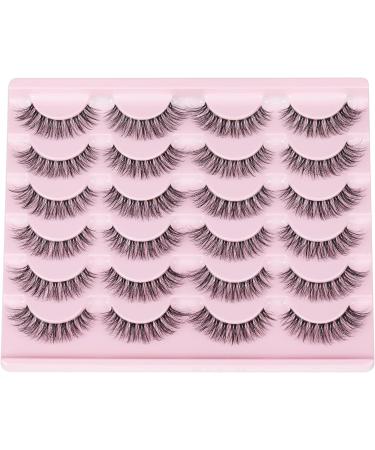 Goddvenus False Eyelashes D Curl Russian Strip Lashes Pack 3D Natural Cat Eye Lashes Wispy Fake Eyelashes Premium False Lashes Thin Cotton Band Fake Lashes 12 Pairs D curl wispy - Buy Online on GoSupps.com