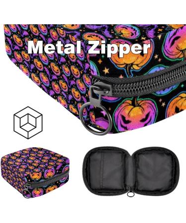 MUOOUM Menstrual Pad Zipper Bag - Stylish Halloween Pumpkin & Bat Design for Women & Girls - Perfect Tampon Collecting Bag - Buy Online on GoSupps.com
