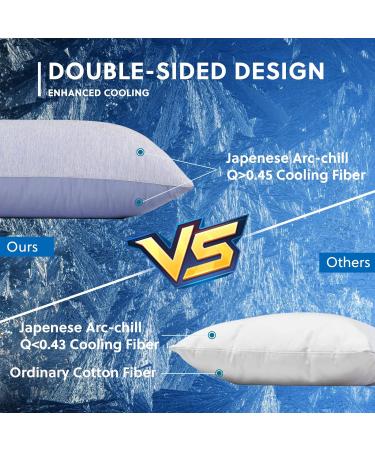 HOMFINE Cooling Pillow Cover Set (2) - 40x80 Kuhlmatte for Night Sweats Soft Side Sleeper Cushion Double-Sided ARC Chill Fiber Perfect for Summer - Blue - Buy Online on GoSupps.com