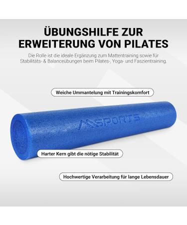 Premium Yoga Roll & Pilates Fascia Roller - 90 x 15 cm - Blue for Stretching & Recovery - Buy Online on GoSupps.com