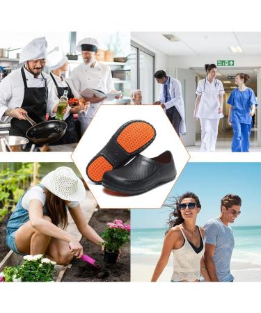 Chef Non Slip Work Shoes for Men & Women - Comfortable Nursing Clogs for Kitchen & Office - Unisex Indoor/Outdoor Zapatos para Cocina - Seaside Black/Orange (Size 8 Women/6.5 Men) - Buy Online on GoSupps.com