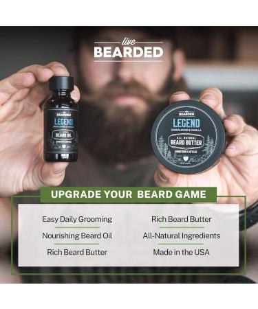 Live Bearded Grooming Kit: All-Natural Beard Oil & Butter | Made in USA | Beard Growth Support with Shea Butter Argan Oil & More - Buy Online on GoSupps.com