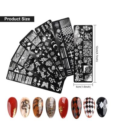 Mwoot 6-Piece Nail Art Stamp Plate Set | Floral Snake & Wild Animal Designs | DIY Manicure Tools for Salon-Quality Nails - Buy Online on GoSupps.com