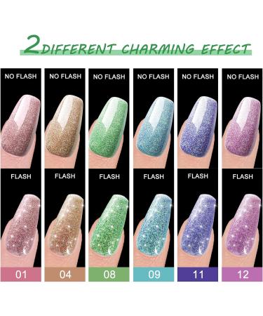 NXJ INFILILA Glitter Gel Nail Polish 6 Colors Gel Nail Polish Set 10ml Reflective Gel Polish Set Diamond Glitter Nail Polish Diamond Sparkle Gel Nail Polish UV LED Soak Off Manicure Kit - Buy Online on GoSupps.com
