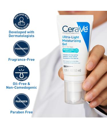 CeraVe Ultra-Light Moisturizing Gel | Weightless Hydrating Face Moisturizer with Ceramides & Niacinamide | Oil-Free Fragrance-Free | 1.75 FL Oz - International Shipping Available - Buy Online on GoSupps.com