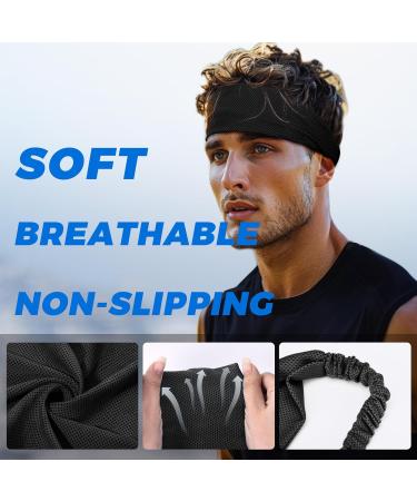Cooling Sports Headband for Men - Double-Sided Moisturizing Highly Stretchy Workout Hair Band for Yoga Running Cycling & Basketball - 2 x Black/2 x White - Buy Online on GoSupps.com