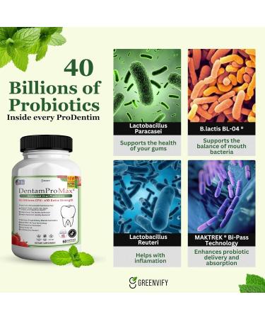 GREENVIFY DentamPro Max for Gums and Teeth Health & Fresh Breath - 40 Billion CFU Advanced Oral Probiotics for Mouth Bad Breath Capsule Supplement (1) - Buy Online on GoSupps.com