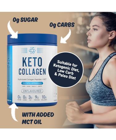 Applied Nutrition Keto Collagen Protein Powder with MCT - 325g, 25 Servings | Zero Sugar & Carbs, Healthy Skin, Hair, Nails | Ketogenic & Paleo Diet Support | Unflavoured - Buy Online on GoSupps.com