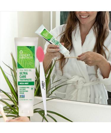 Tea Tree Oil Toothpaste Ultra Care - Non-GMO Gluten-Free Cruelty-Free 6.25 oz Bundle with Moofin Nose Cleaning Brush (Pack of 3) - International Shipping Available - Buy Online on GoSupps.com