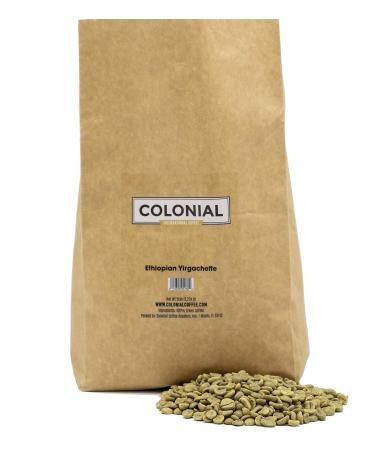 Colonial Coffee Unroasted Green Raw Coffee Beans, Ethiopian Yirgacheffe, Specialty Grade, 5 Pound (Pack of 1) ETHIOPIAN YIRGACHEFFE 5 Pound (Pack of 1)