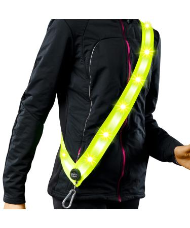 NordicFlows LED Reflective Sash, Rechargeable Led Reflective Lighted Vest for Walking in The Dark, Night Dog Walking Gear, Fluorescent Yellow Reflector Vests, Reflective Running Gear for Dog Walking