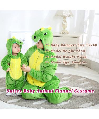 Doladola Unisex Baby Romper Jumpsuit | Hooded Cartoon Sleepsuits | New Green Dinosaur | 0-3 Months Infant Outfit - Buy Online on GoSupps.com