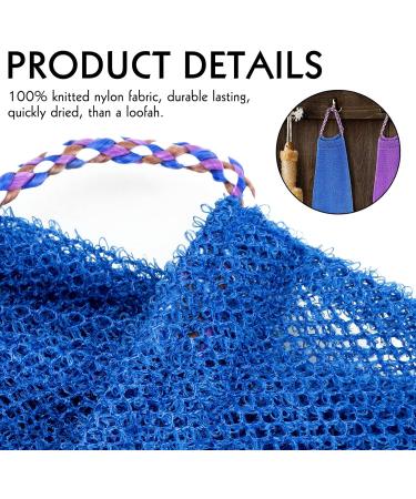 African Long Body Scrubber Bathing Exfoliation Washcloth - 6 Pack with Handle | Nylon Exfoliating Scrubber for Shower | Towel for Women Men | Black Purple Blue - Buy Online on GoSupps.com