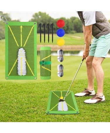 Golf Training Mat for Swing Detection Batting, Premium Golf Impact Mat, Path Feedback Golf Practice Mats, Advanced Golf Hitting Mat for Indoor/Outdoor, Golf Training Aid Equipment With Set