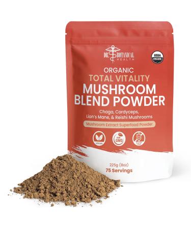 Organic Mushroom Powder Blend - 4-in-1 Reishi Lion s Mane Cordyceps and Chaga Mushroom Supplement Extract Complex Mushroom Blend Powder for Immune Boost & Brain Support Add to Coffee Tea or Water