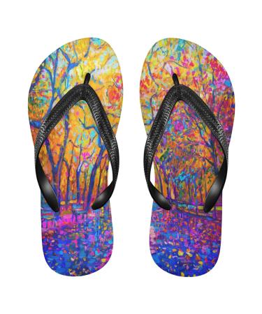 Mnsruu Autumn Tree Maple Leaf Flip Flops Flip Sandal Home Slippers Hotel Spa Bedroom Travel L for Men Women