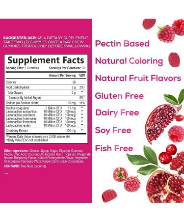 Women's Probiotic Gummies | Multi Billion CFU for Digestive, Vaginal & Immune Health | Vegan & Shelf Stable | Gluten & Dairy Free - 60 Gummies - Buy Online on GoSupps.com